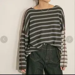 KBF ボーダー 長袖トップス カジュアル ニット