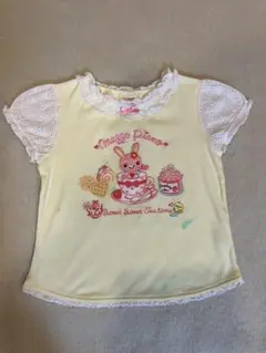 平成レトロ　希少✨メッゾピアノ ミミちゃんレースパフスリーブTシャツ 120