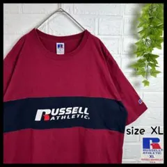 ラッセルアスレティック 切り替え配色 プリントロゴ 半袖 Tシャツ 古着