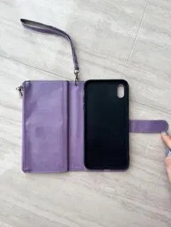 パープル 手帳型ケース ストラップ付き