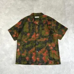 美品 JOHNBULL 開襟シャツ 総柄 タイダイ風 半袖シャツ メンズLのサムネイル
