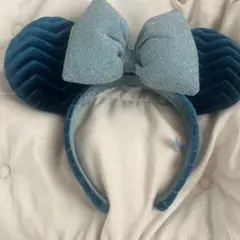 ディズニー　カチューシャ　ベロア　ラメ　グリーン