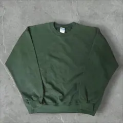 00s　GILDAN スウェット ダークグリーン L　無地　フェード