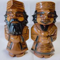 アイヌ民族木製彫刻ニポポ人形 2体セット