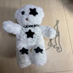 星形装飾付きホワイトぬいぐるみポーチ　くま
