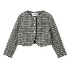 LILY BROWN ツイードクロップドジャケット　ブラック
