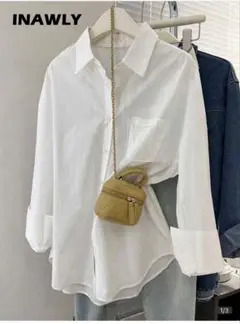 SHEIN 長袖 ホワイトシャツ Mサイズのサムネイル