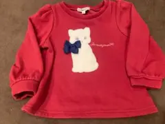 エニファム　ふわふわ赤い猫刺繍トレーナー　100 95