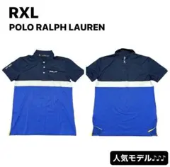 美品　RLX ポロシャツ ゴルフ　ネイビー　ブルー　ホワイト　ラルフローレン