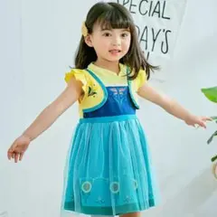 プリンセスドレス 110サイズ アナと雪の女王 フリル付きカジュアルドレス