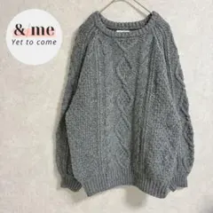 美品　スタディオクリップ　カラーネップケーブルニット　ボリューム袖　ラグラン袖