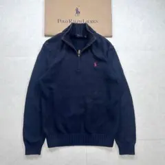 RALPH LAUREN ハーフジップセーター ネイビー ロゴ刺繍 XS