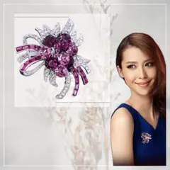 ブローチ バーガンディ　パープル お花ブーケモチーフ コサージュ フォーマル