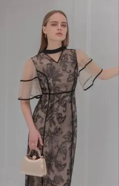 【ＬＥＪＡ】スパンコールフラワーＩラインワンピースドレスワンピース