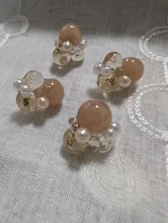 ハンドメイド　バブルデザイン ピアス パール