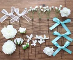 【おまけ付】ヘッドドレス♡水色リボン♡ホワイト ※箱無し