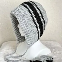 ボンネット帽　フード帽　ニット帽　帽子　クロシェハット　バラクラバ　かぎ編み