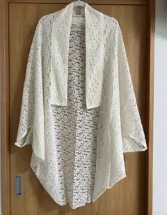 着物　羽織　レース　アイボリー　ラッセルレース　刺繍レース　白　モモンガコートのサムネイル