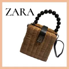 ZARA ザラ　ラタンボックス型かごバッグ　カゴバック