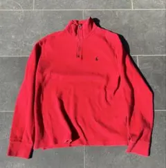【雰囲気抜群】ラルフローレン ハーフジップ レッド 90s