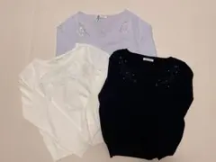 【近日処分予定】BE RADIANCE 刺繍付きニット　3枚セット