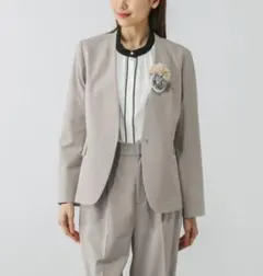 【GLOBAL WORK】ウツクシルエット ノーカラージャケット セットアップ