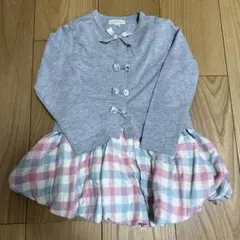 パンパンチュチュ　チェック柄ワンピース&リボンカーディガンセットのサムネイル