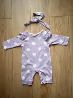 ハート柄ロンパース パープル