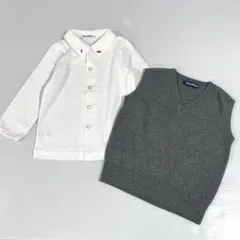 familiar ホワイトシャツとグレーのベストセット 90