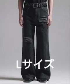 【GRANCY】レオパードダメージフレアパンツ ブラック