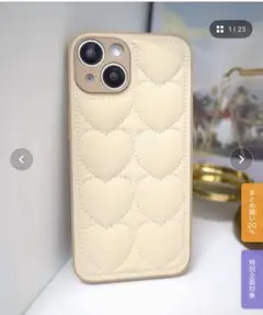 iPhone17 ハート キルティング ベージュ