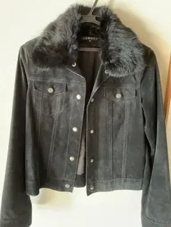 ファー付きセオリーバックスキンジャケット【黒】