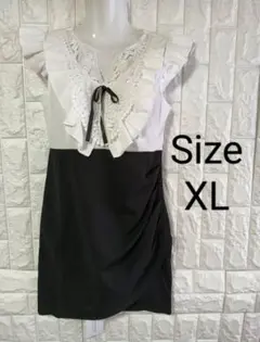 フリル付きレース装飾半袖ブラウス XL
