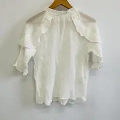 【GRL】フリル付き五分袖ブラウス　Fサイズ