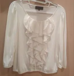 UNTITLED ホワイト系 フリル 七分袖ブラウス