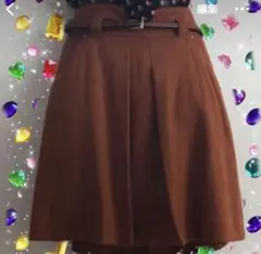 ミッシュマッシュ　ブラウン フレアスカート ベルト付き