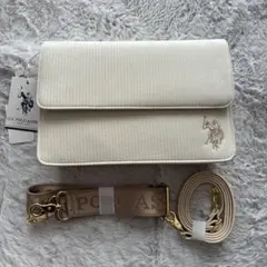 U.S. POLO ASSN. フラップショルダーバッグ ホワイト