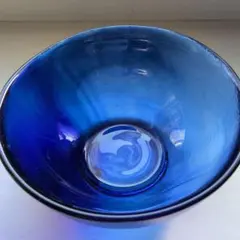青色ガラスボウル マーブル模様