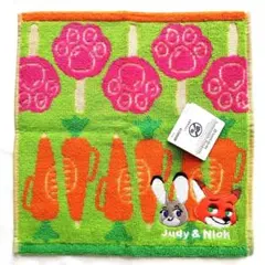 ディズニー　ズートピア　ハンドタオル　ハンカチ　ニック　ジュディ