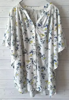 【人気】グローバルワーク フラワープリント 半袖チュニック S