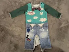 可愛い ♡ ミッキー × デニム 風 ロンパース 雲 風船 ディズニー