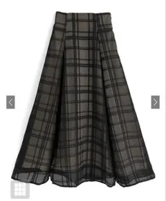 グレイル　GRL チェック柄シアーフレアスカート　ブラック　tu1082 L