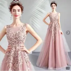 送料無料 未使用 結婚式 セレブ 刺繡 豪華 ドレス S ７号 (WA1040)