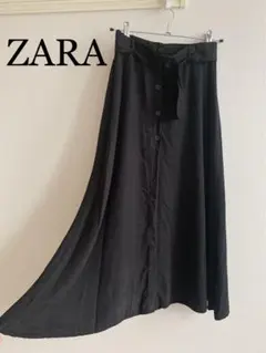 ZARA ベルト付きフロントボタンロングスリットスカート