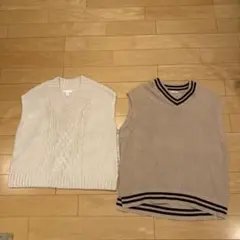 H&M GU ニットベスト 2点セット M 韓国系 スクール Vネック
