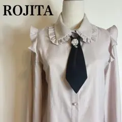 ロジータ ネクタイブローチ ブラウス 首元袖口レース フリル ビジュー付き 地雷