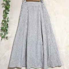 a1519 グレイル ツイードフレアロングスカート チェック柄 M