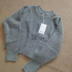 新品未使用　アダム・エ・ロペ　ラメニットカーディガン　ライトグレー