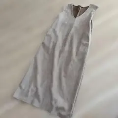 ベージュ ノースリーブスエード生地 ロングワンピース　ワンウェイ　マタニティ