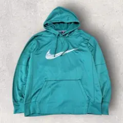 NIKE ナイキ ビッグスウッシュ L パーカー 緑 グリーン 古着 総柄ロゴ